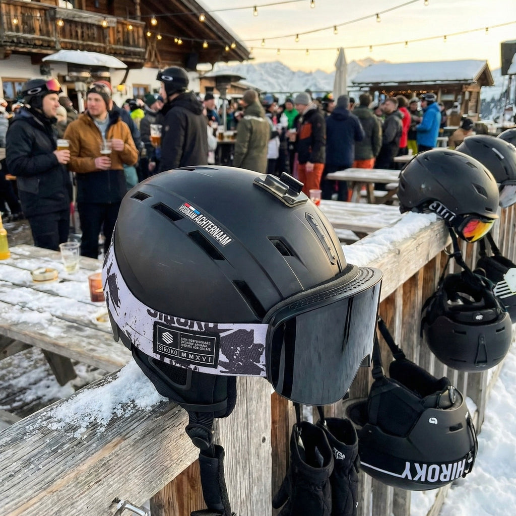 Naam & vlag sticker 'Mayrhofen' ski | Set van 2