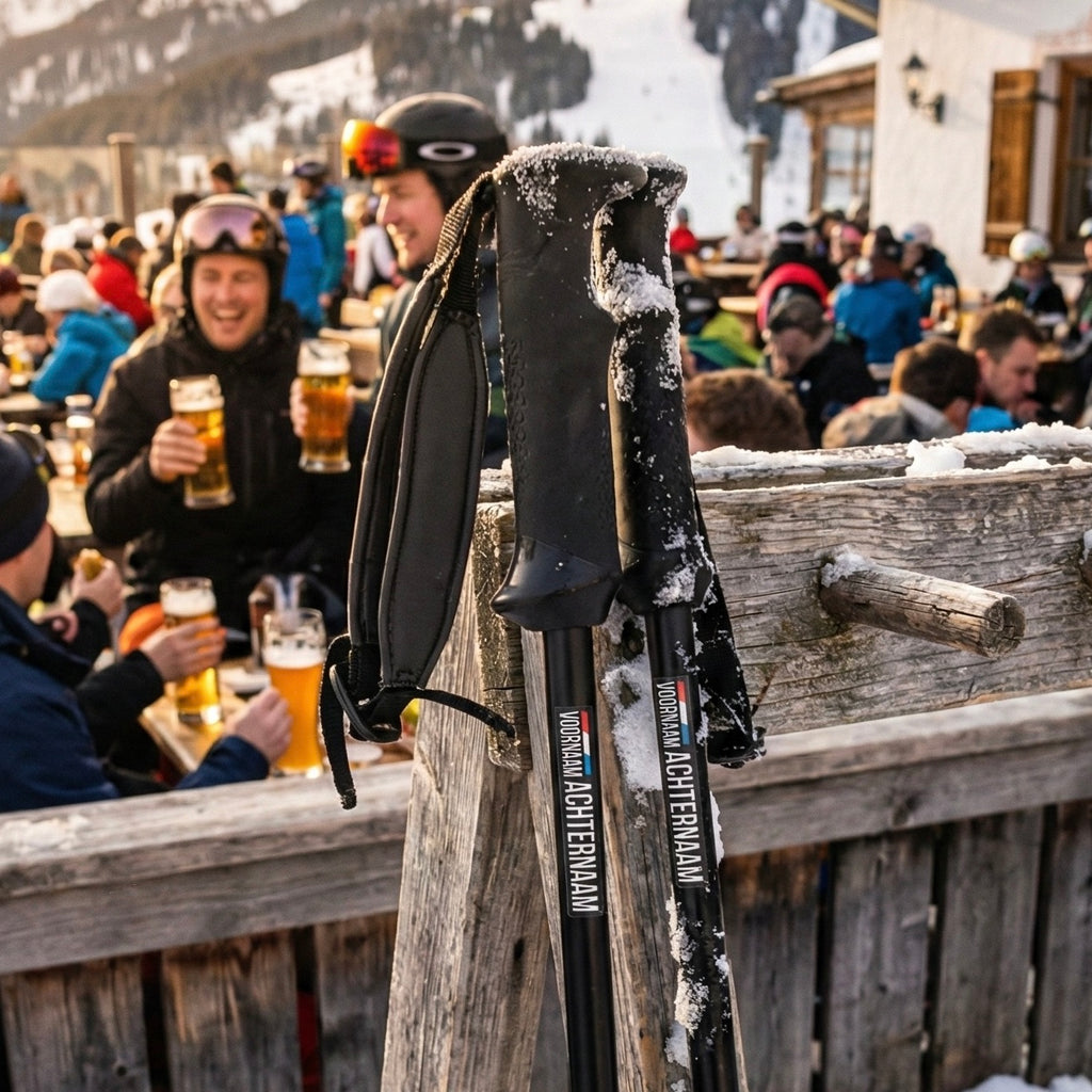 Naam & vlag sticker 'Mayrhofen' ski | Set van 2