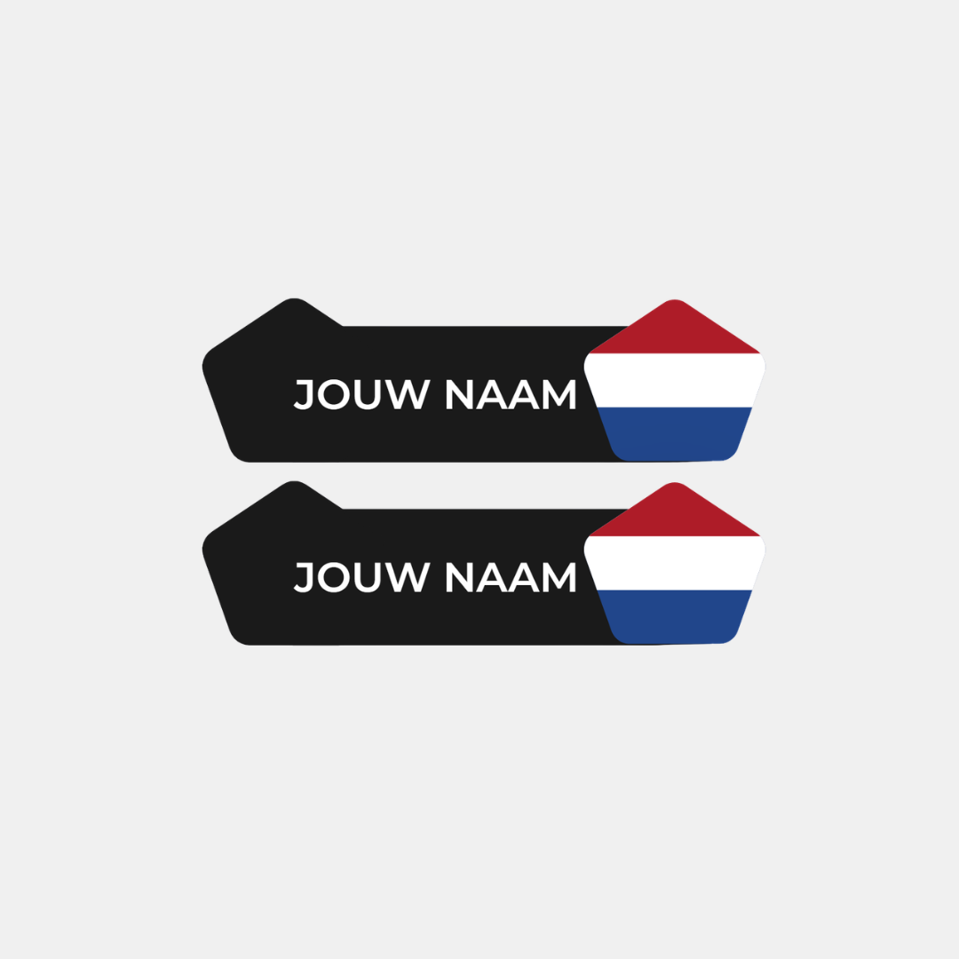 Naam & vlag sticker 'Mortirolo' fiets | Set van 2